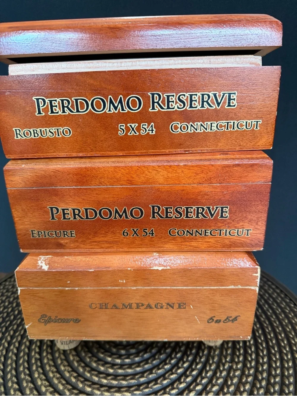 Perdomo Reserve Cigar Display with Gold Accents